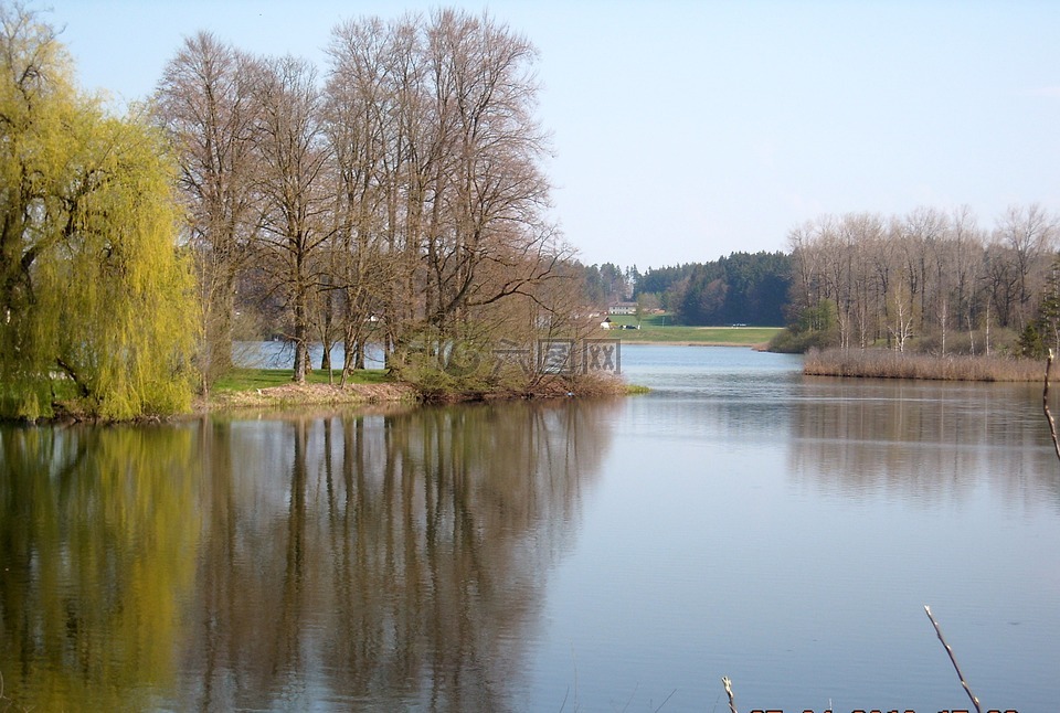 修道院 seeon,小湖,上部巴伐利亚