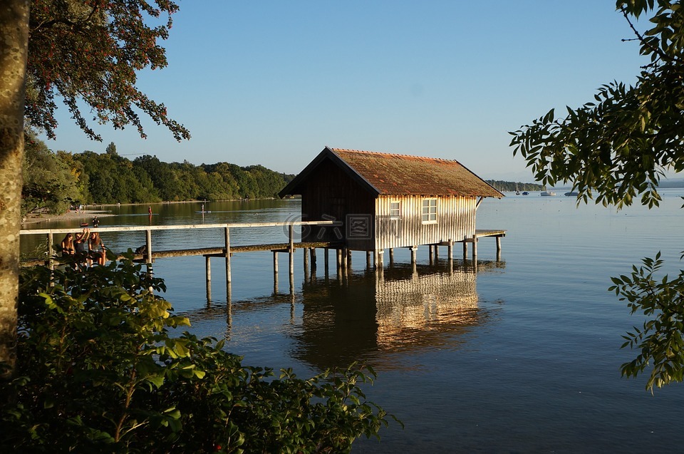 ammersee,网,船上的房子