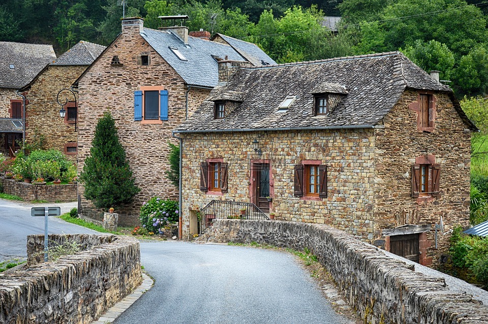 古老的村庄,老房子,法国