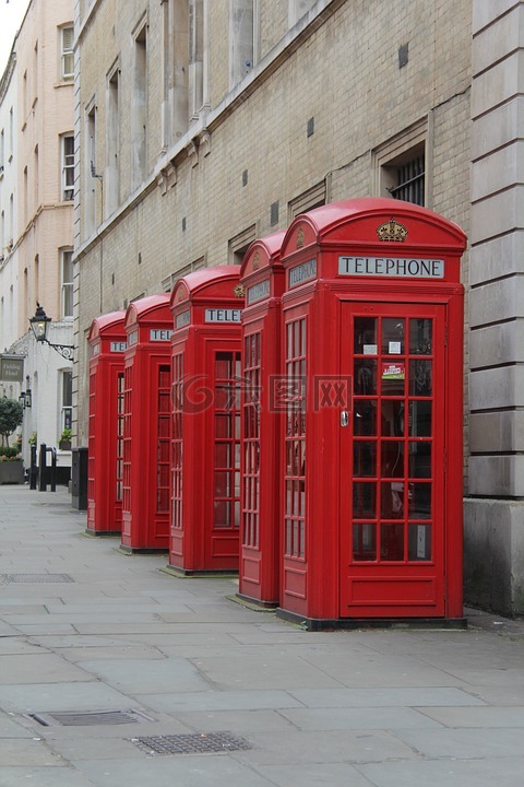 红色电话框,伦敦,电话