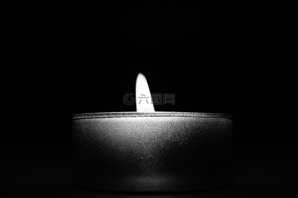 黑色和白色,蜡烛,光