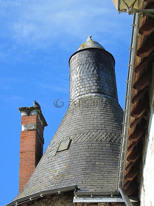 城堡 d'esvres,石板屋顶,塔