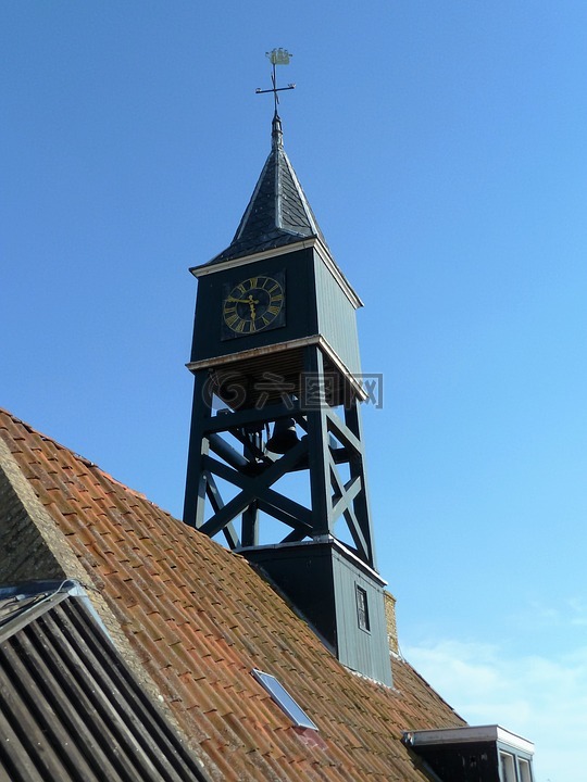 教堂尖塔,时钟,钟楼