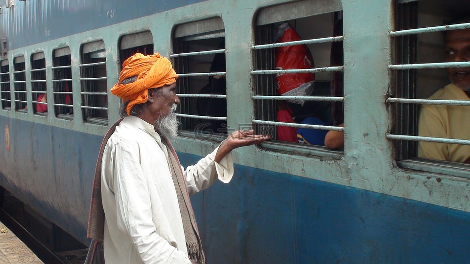 乞丐,印度铁路,印度