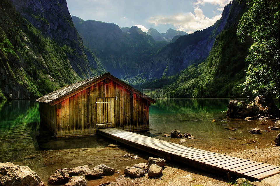 königssee,船上的房子,大气