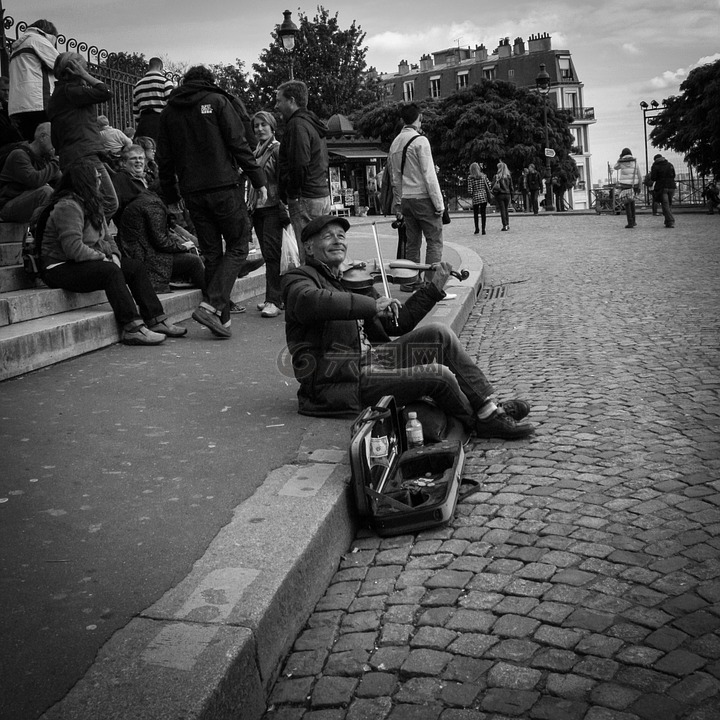 巴黎,蒙马特,街头音乐家