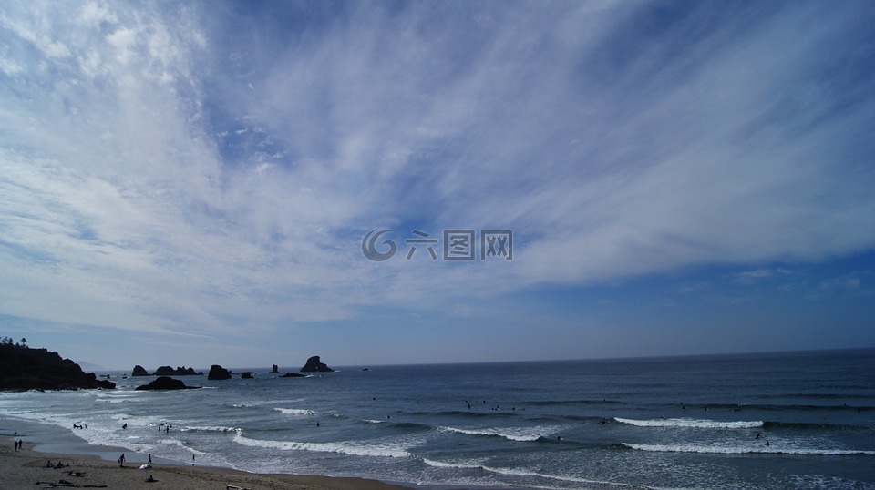 天空,海滩,印度海滩