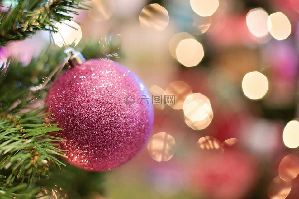 圣诞饰品,灯泡,粉红色