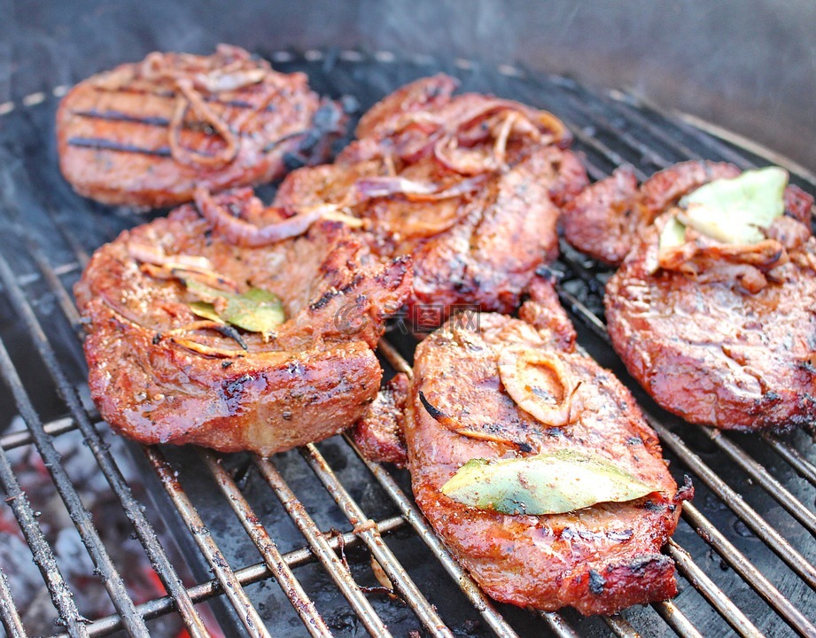 猪肉,烧烤,烤的牛排