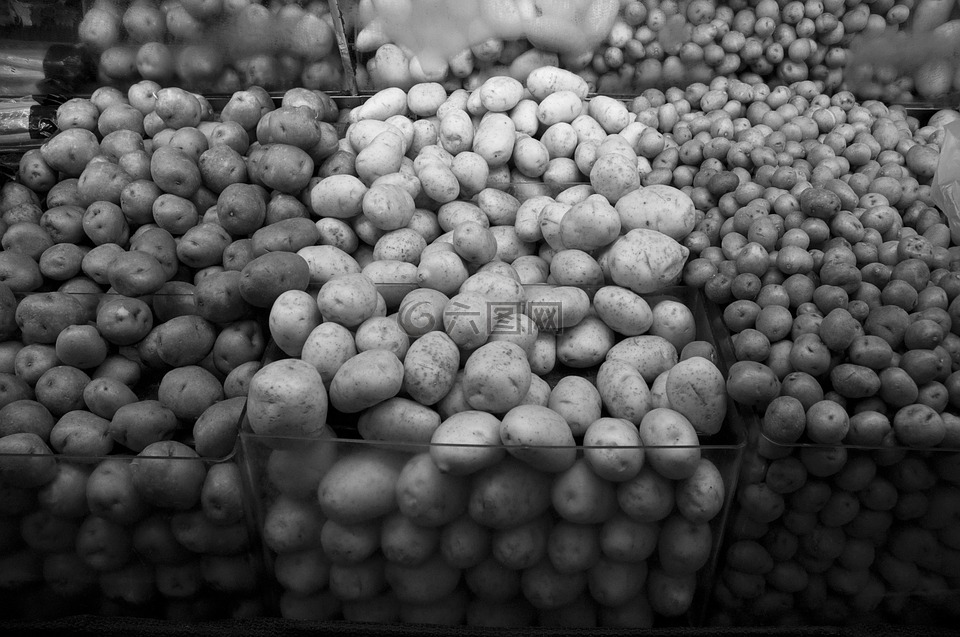 黑白照片,超市,蔬菜