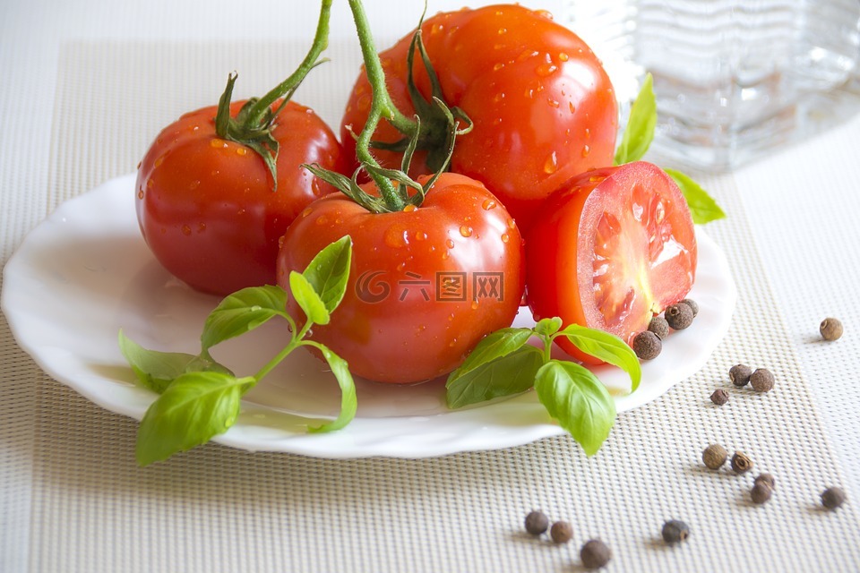 夏天食物,健康的开胃菜,红番茄