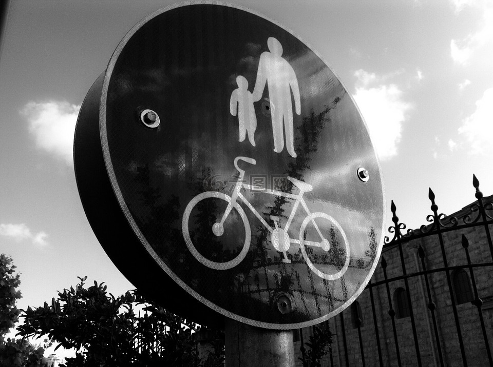 孩子,父亲,自行车