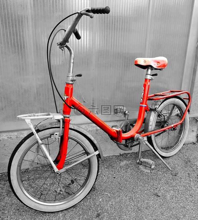 自行车,老,红色