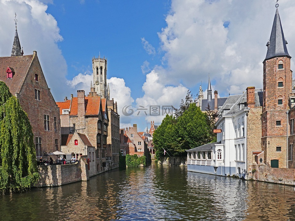 运河在布鲁日,城市景观,中世纪