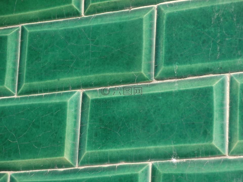 瓷砖,绿色,墙