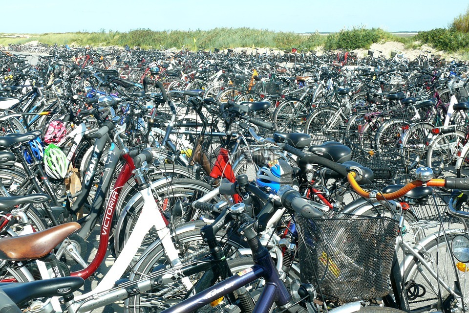 自行车,停车场,轮