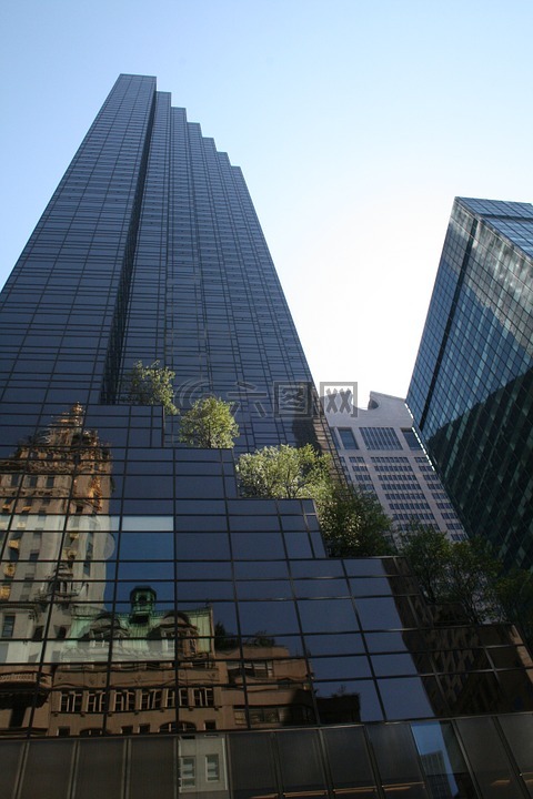 纽约,建筑,反射