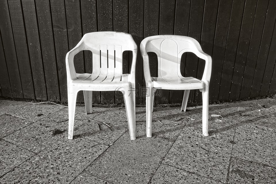 椅子,园林椅,白色的椅子上