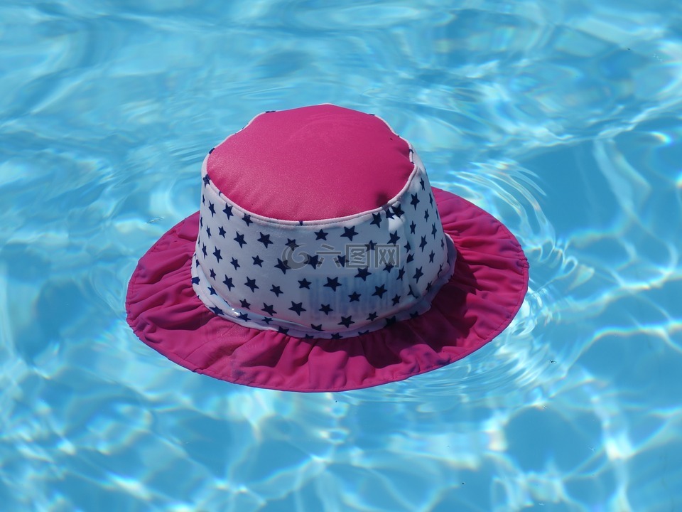 太阳帽子,水,池