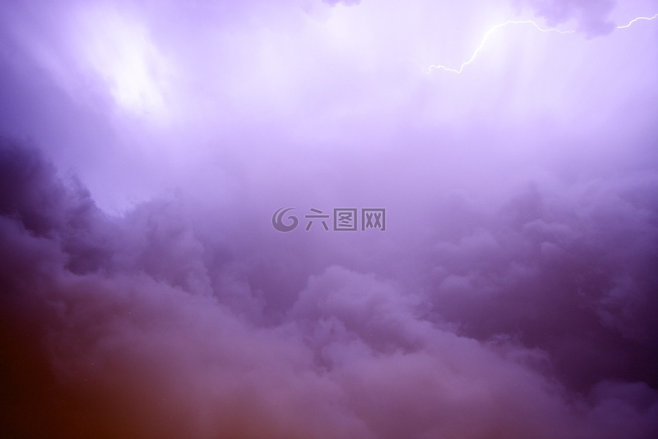 闪电,紫色,天空