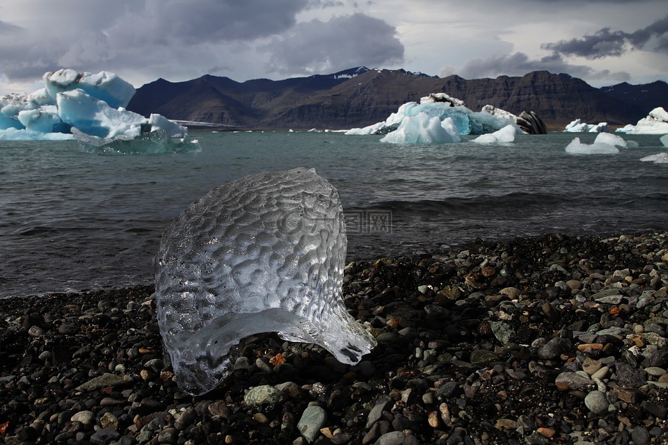 jökulsárlón,冰山一角,海滩