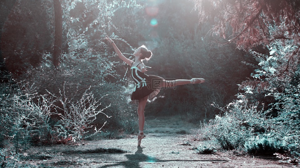 芭蕾舞的姿势,女孩,双腿