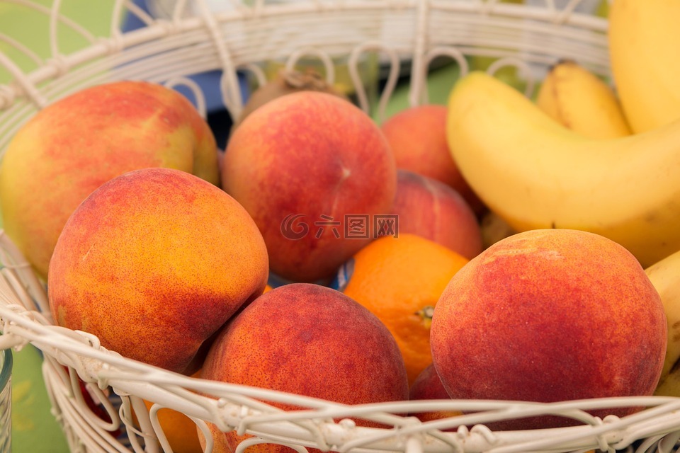桃子,水果,水果篮