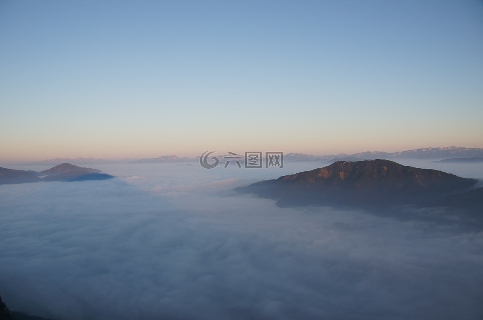 上兰奇山,山,雾之海