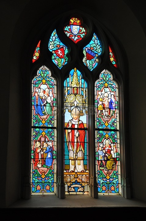 彩色玻璃窗,教堂,法国
