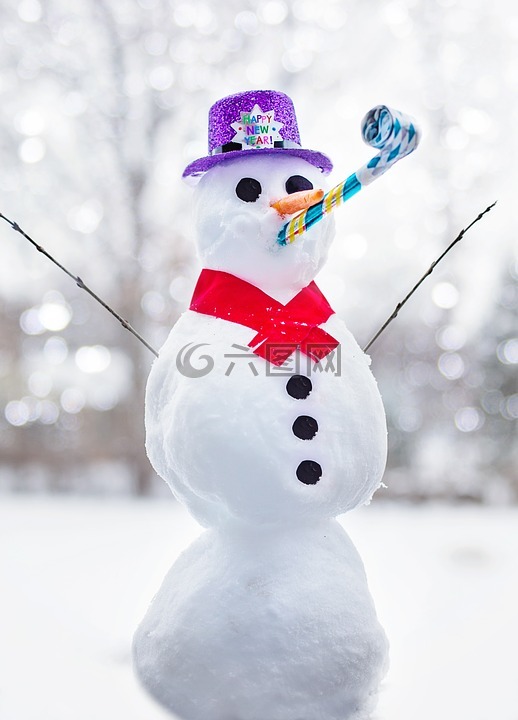雪人,新年快乐,冬天