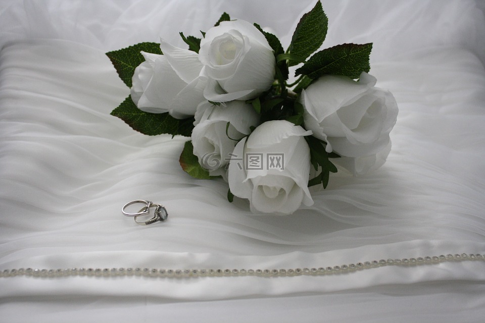 花束,白玫瑰,环