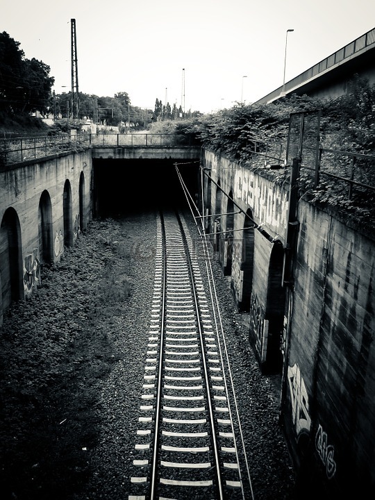 似乎,隧道,铁路钢轨