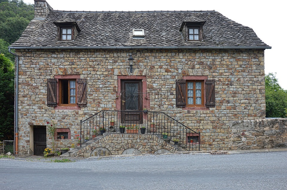 老房子,老村,法国乡村