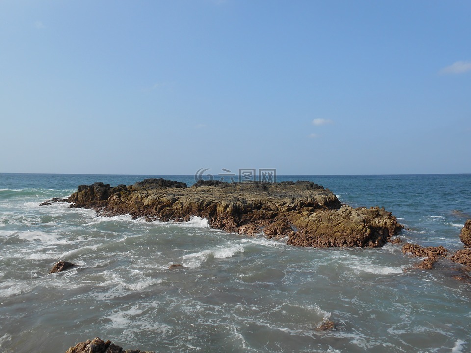 岩,海洋,蓝色风景