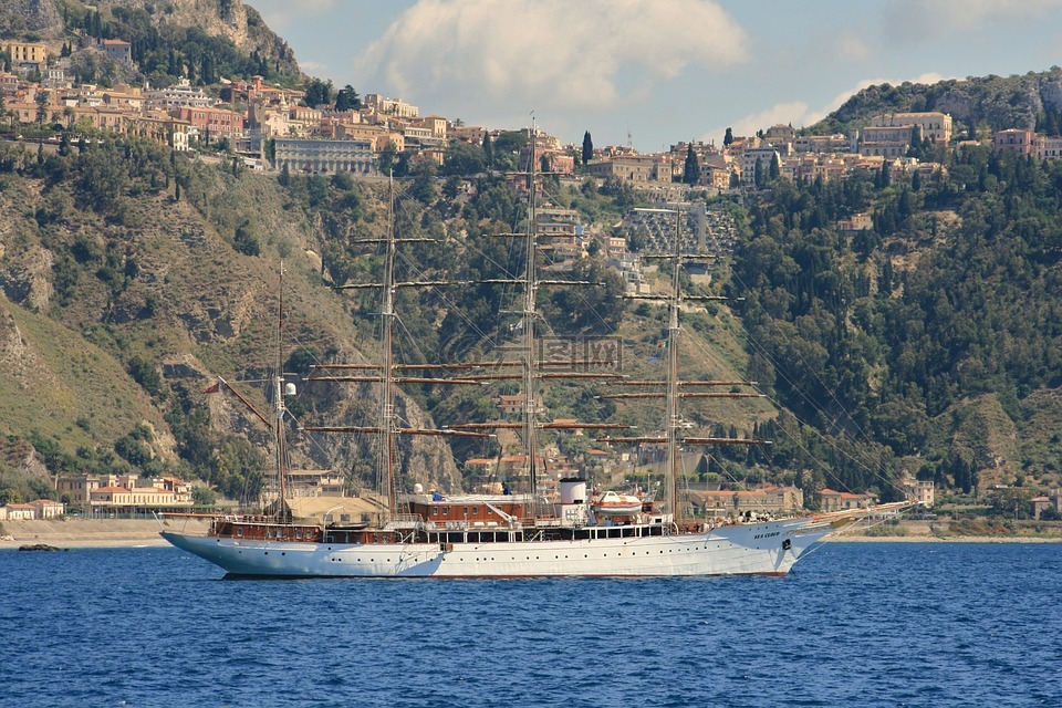 西西里岛,帆船,意大利