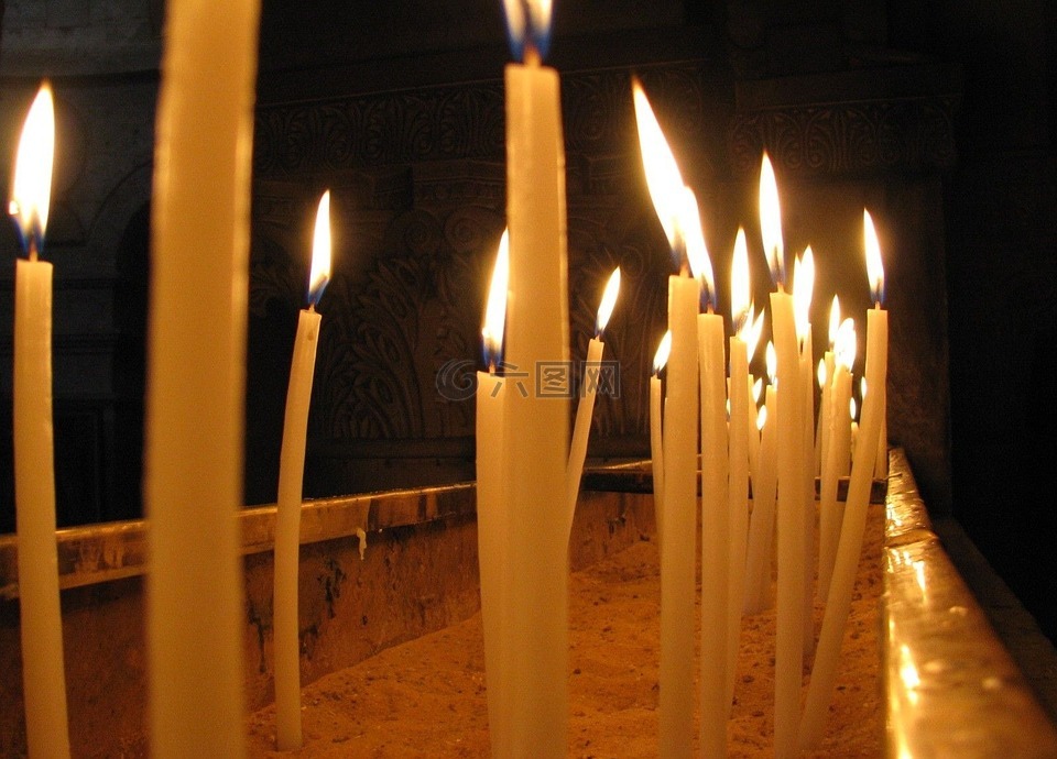 蜡烛,教堂,燃烧