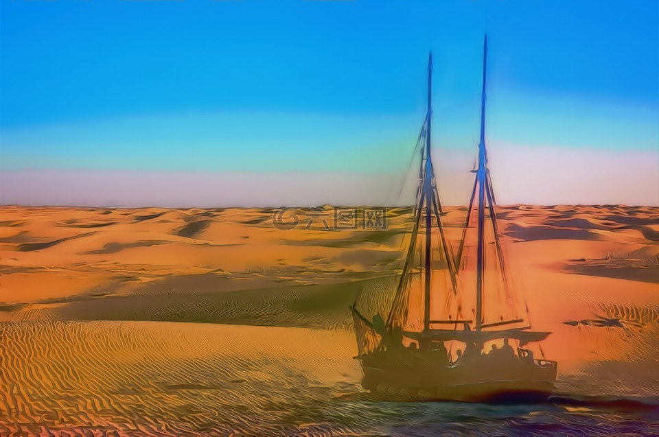 船在沙漠中,幽灵船,沙漠