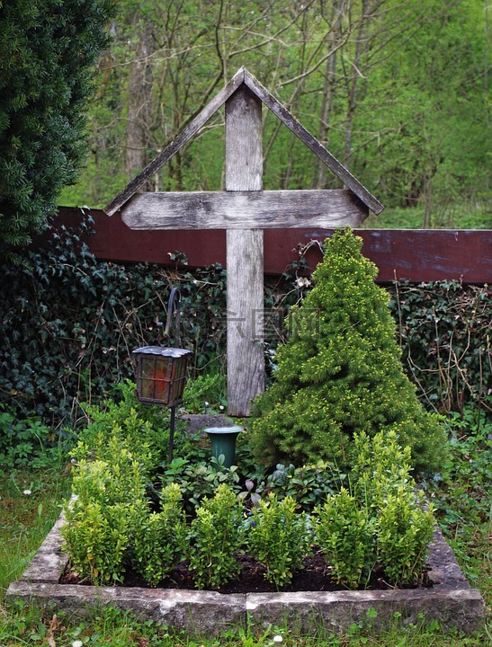 木制十字架,坟墓,交叉