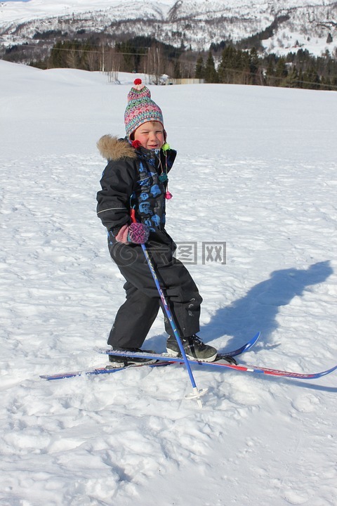 越野滑雪,滑雪,儿童