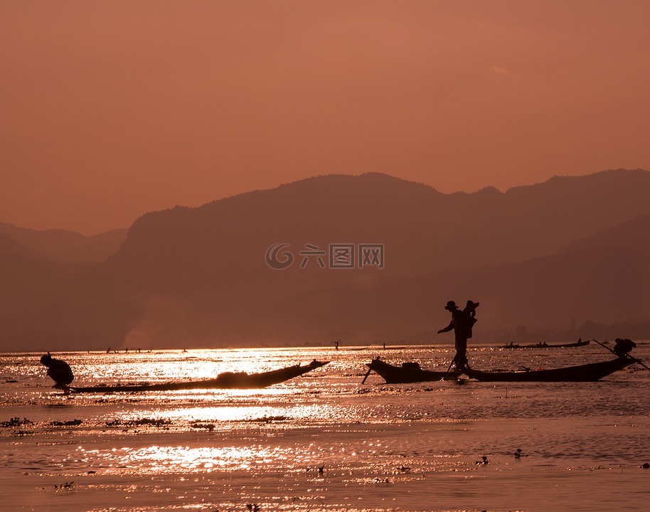 缅甸,茵莱湖,渔民