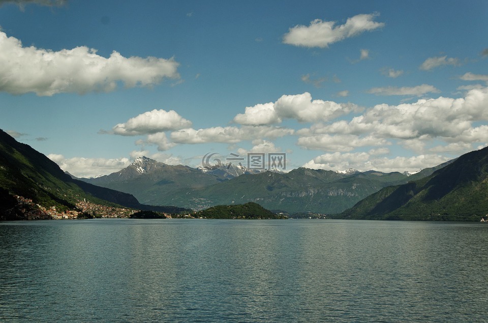 科莫,schönwetter天空,山脉和湖泊
