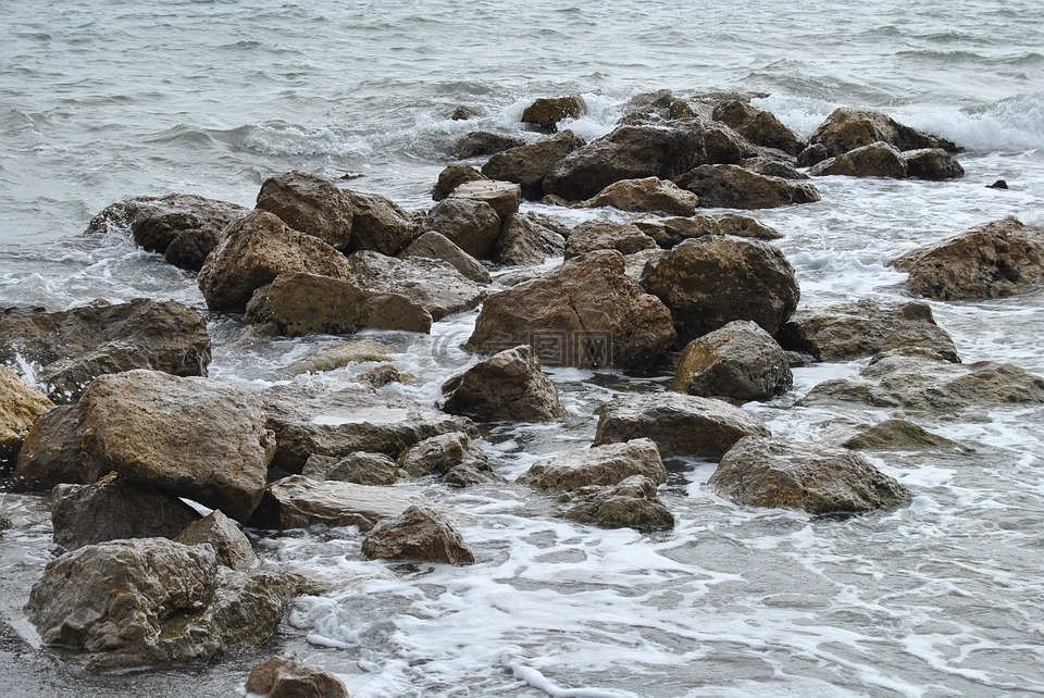 岩,石头在海上,海滩