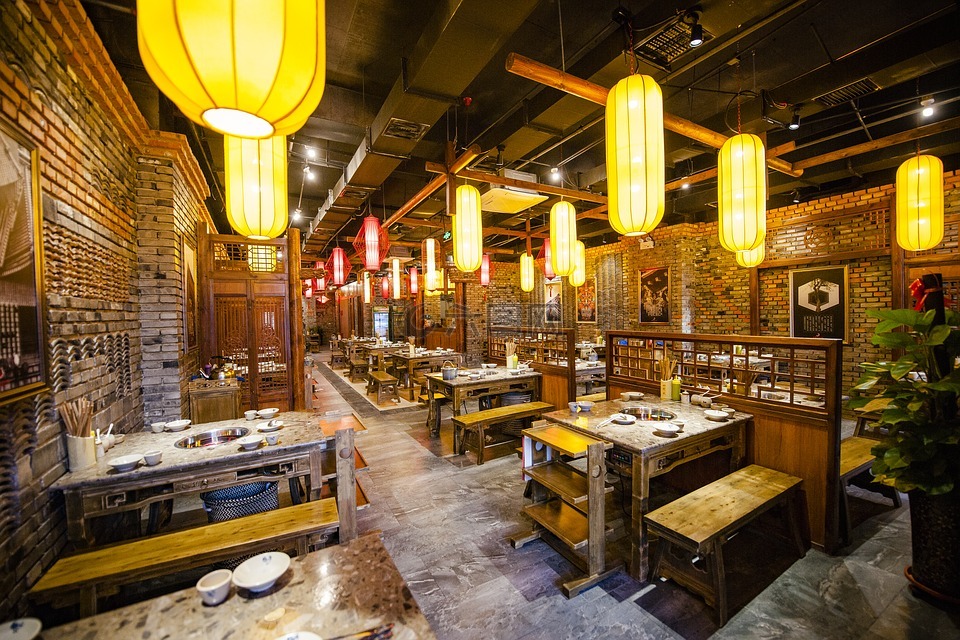 火锅店,全景,广角