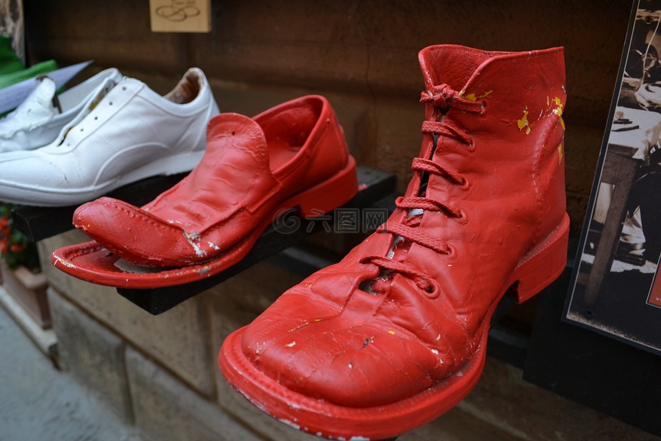 鞋子,红色,老