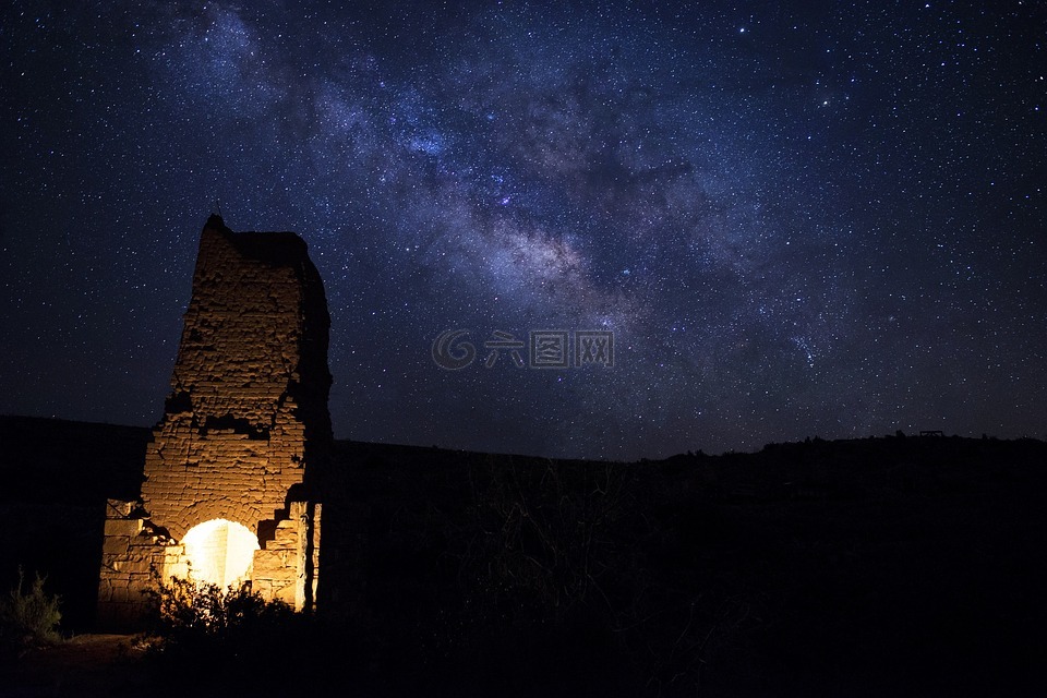 夜晚的天空,adobe 冶炼厂,盛大冲沟煤矿