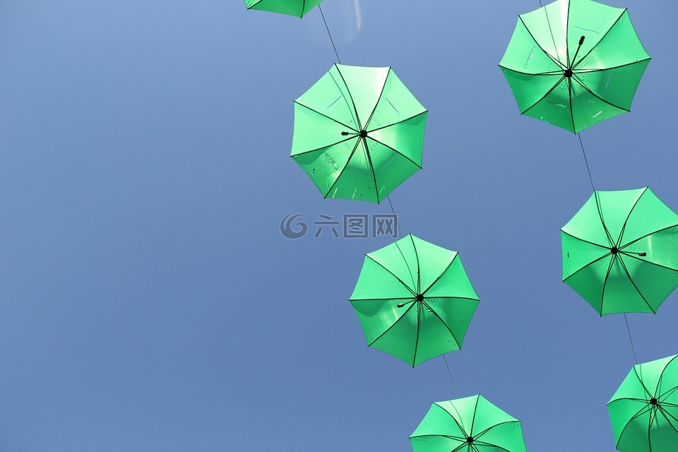 伞,绿色,天空