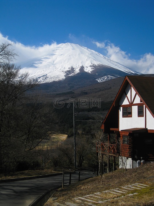 富士山,别墅,山间小屋