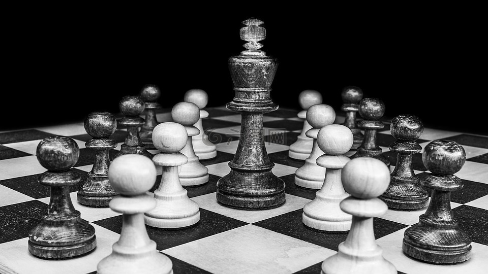 象棋,黑白色,棋盘上的棋子