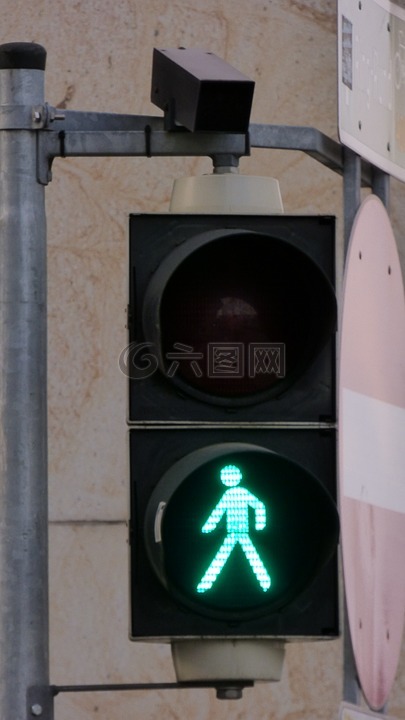 路灯,绿色光,信号