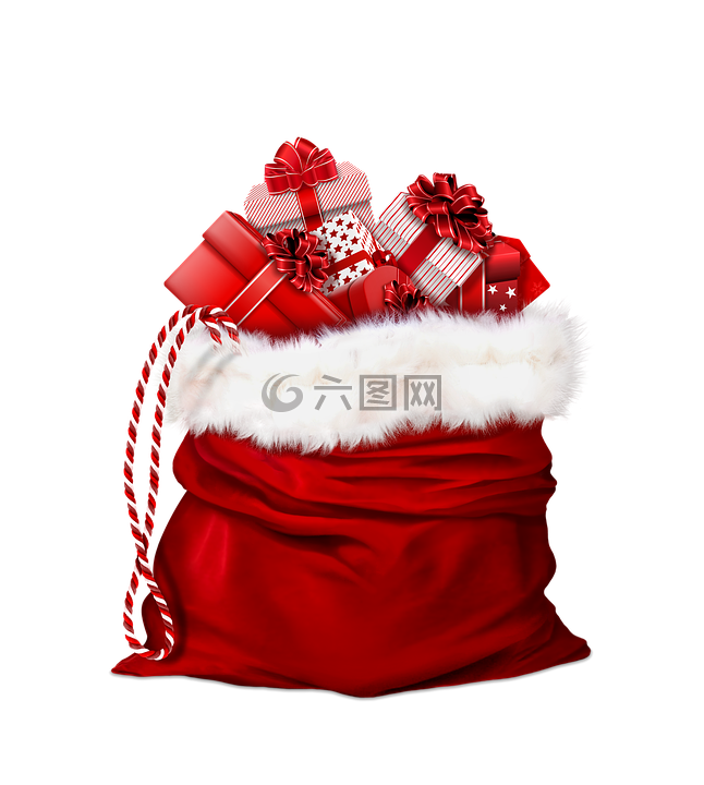 礼品袋,红色的包,袋的圣诞老人